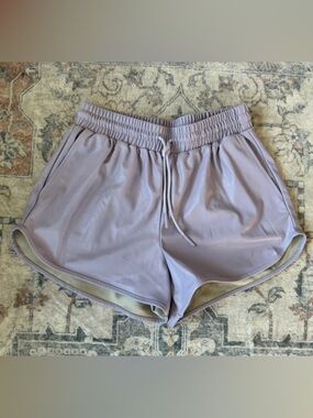 7 For All Mankind Faux Leather High Waisted Lilac Athletic Shorts